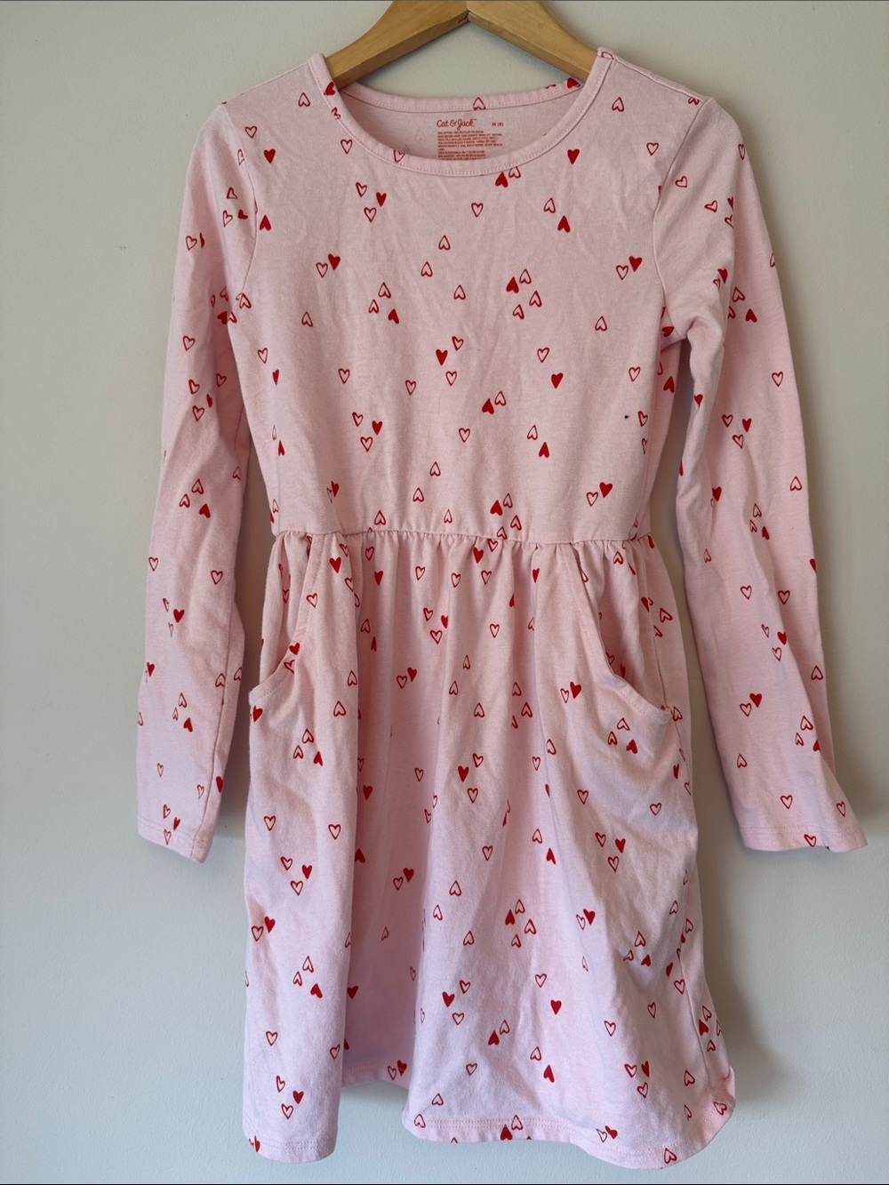 Cat & Jack Pink Dress with Red Heart Print